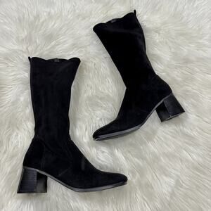 George Suede Square Toe Block Heel Boot Sz 7